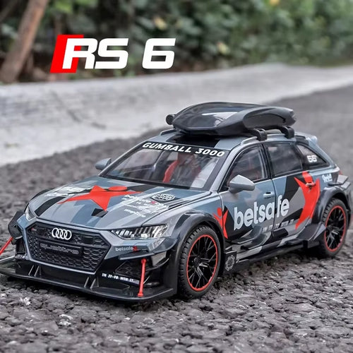 1/24 Audi RS6 Modified Vehicles Car Model Toys Alloy Diecast with Pull Back Light & Sound Model Cars Boys Gifts for Children