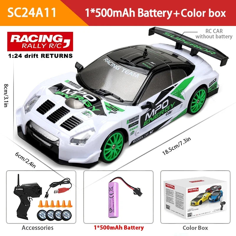 2.4G RC CAR with LED Light 4WD Remote Control Drift Cars Professional Racing Toys GTR Model AE86 for Children Christmas Gifts