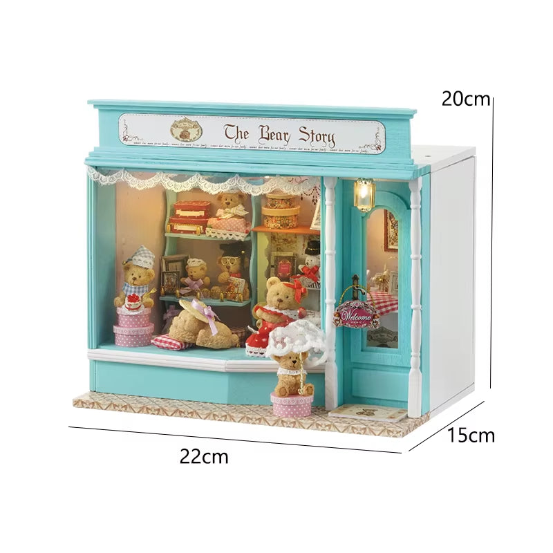Mini Doll House DIY Small House 3D Puzzle Assembly Building Model Toys Home Bedroom Decoration with Furniture LED Lights Gifts