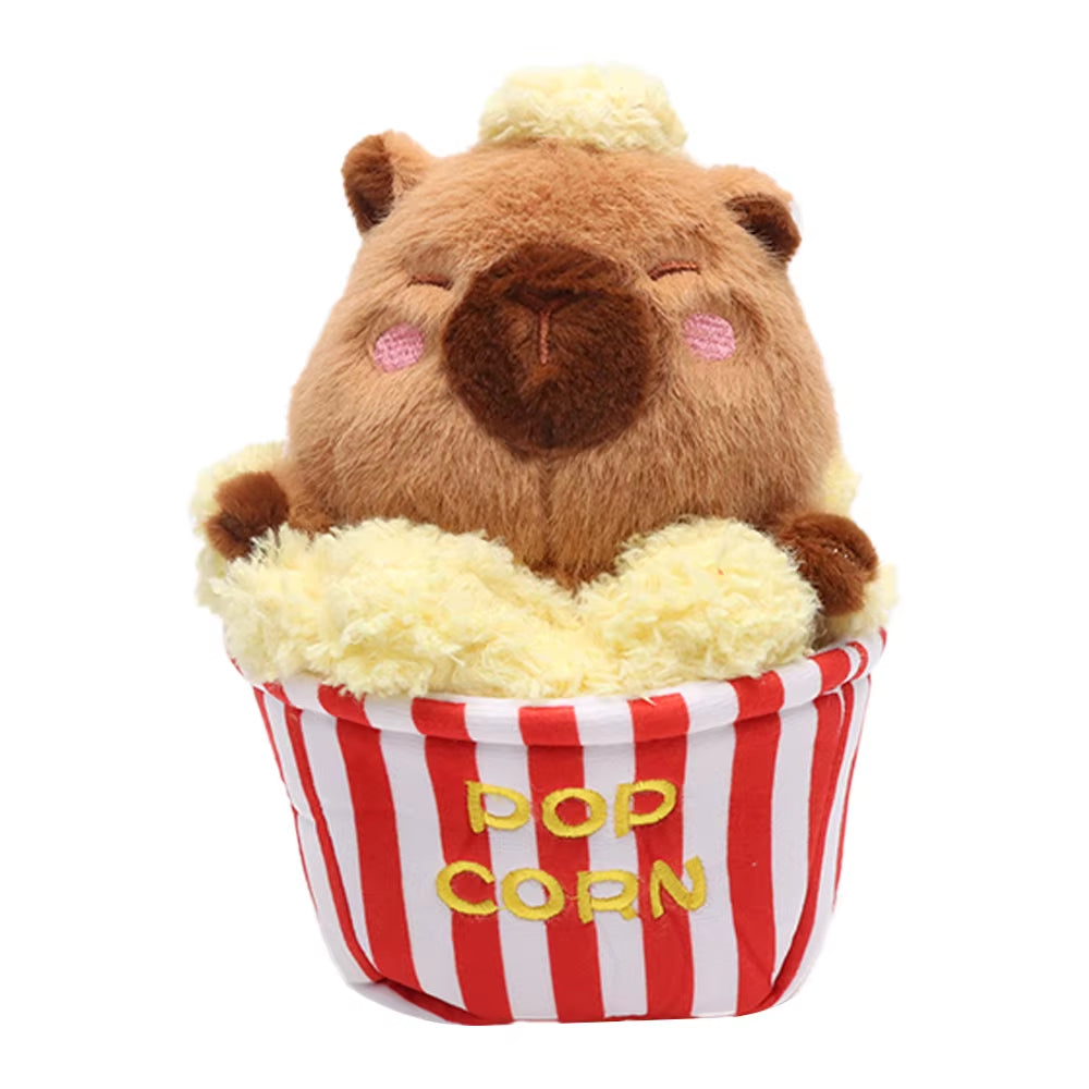 Creative Simulation Puffed Rice Capybara Plush Toys Cartoon Stuffed Foods Cute Kapibala Plushies Doll for Kids Gifts Home Decor