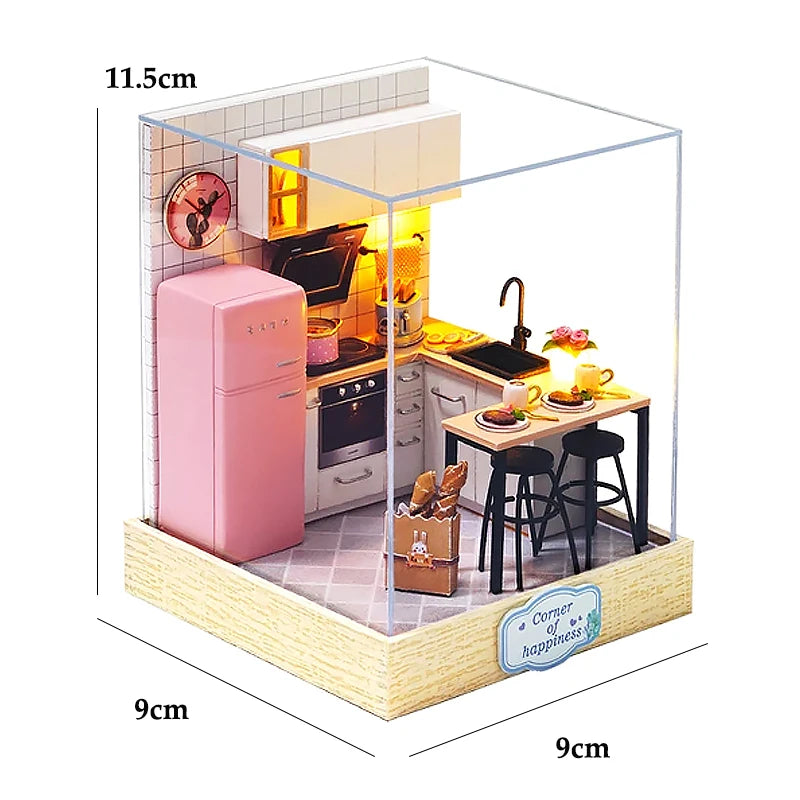 Mini Doll House Kit DIY Flower House Handmade 3D Puzzle Assembly Building Model Toys Home Bedroom Decoration with Furniture Gift
