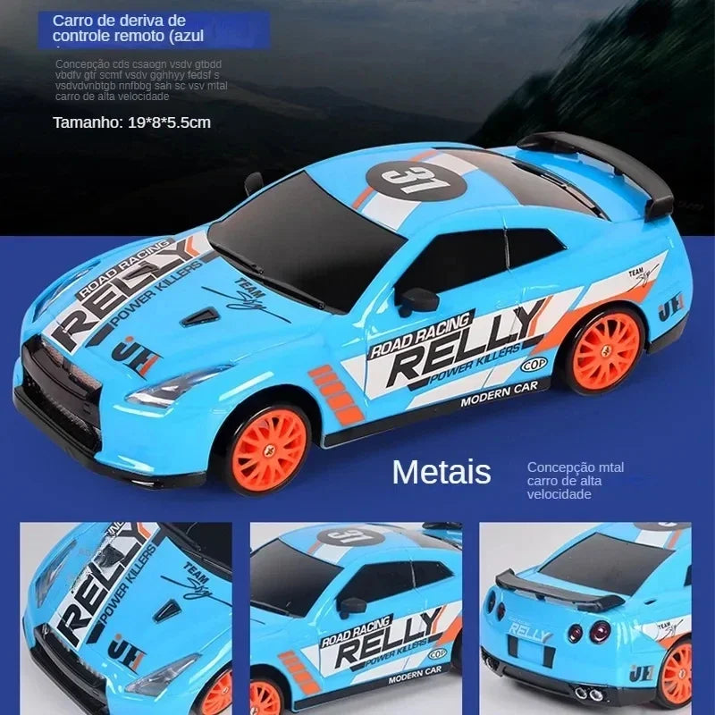 2.4G RC CAR with LED Light 4WD Remote Control Drift Cars Professional Racing Toys GTR Model AE86 for Children Christmas Gifts