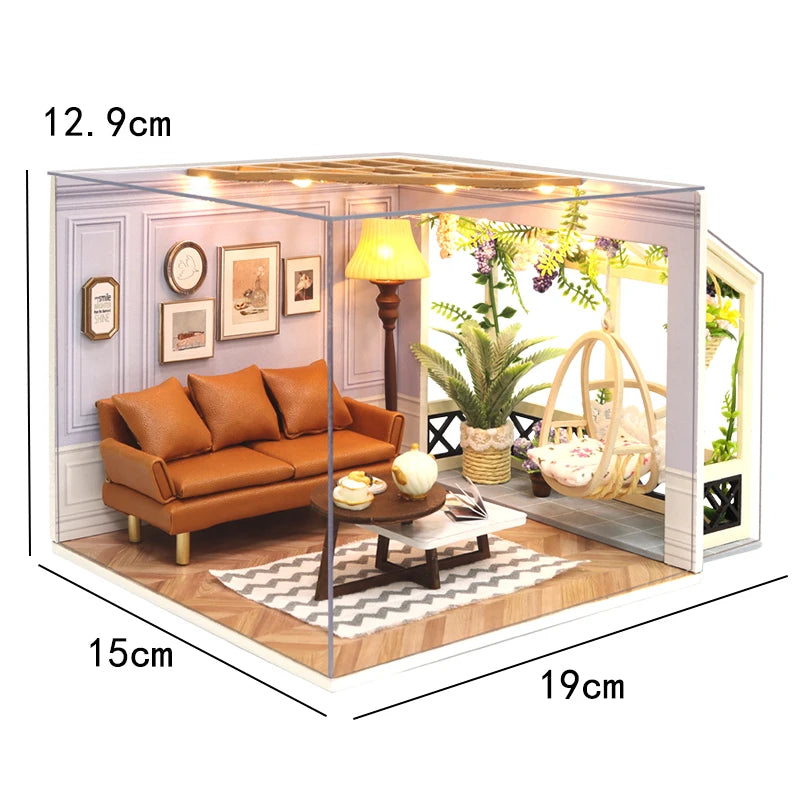 Mini Doll House DIY Small House 3D Puzzle Assembly Building Model Toys Home Bedroom Decoration with Furniture LED Lights Gifts