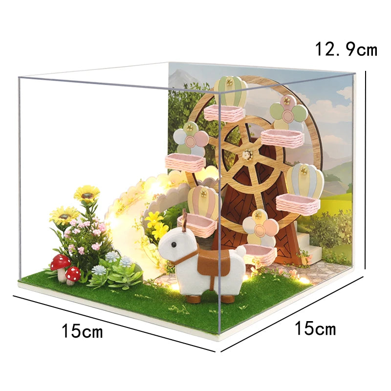 Mini Doll House DIY Small House 3D Puzzle Assembly Building Model Toys Home Bedroom Decoration with Furniture LED Lights Gifts