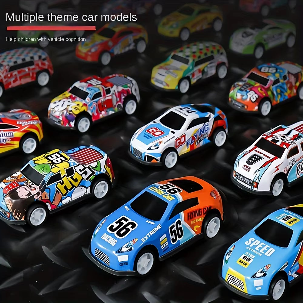 50PCS 3 Inch Cars Toys Set, Friction Power Alloy Casting Cars Mini Race Car with Play Mat ,Alloy Metal Cars Toys for Toddler 3 4