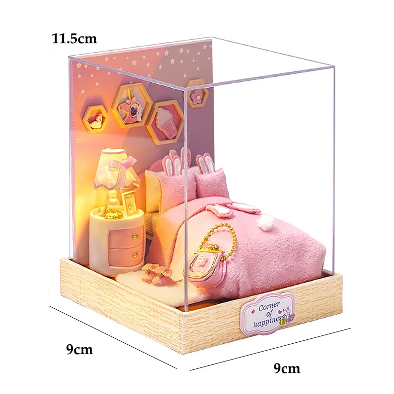 Mini Doll House Kit DIY Flower House Handmade 3D Puzzle Assembly Building Model Toys Home Bedroom Decoration with Furniture Gift