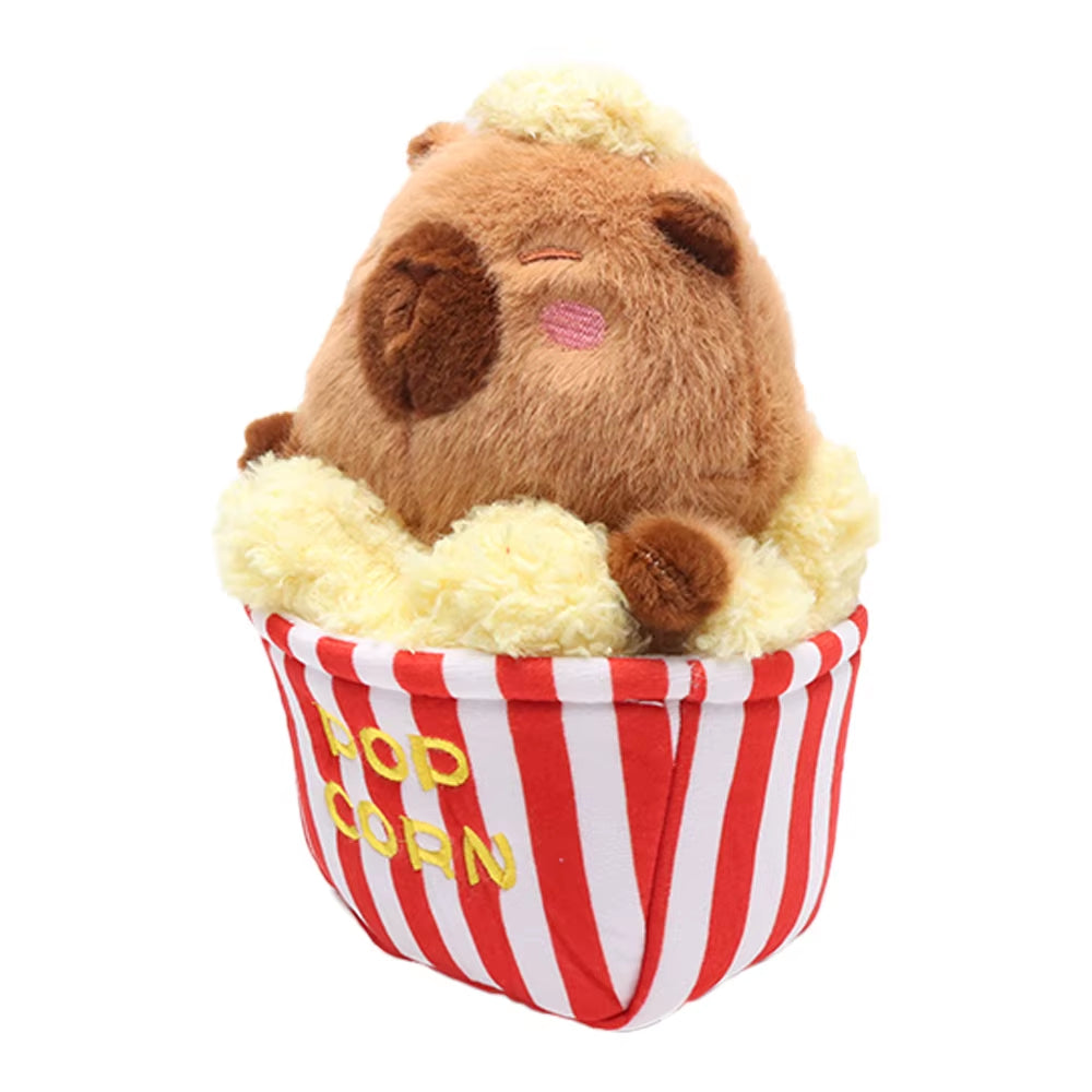 Creative Simulation Puffed Rice Capybara Plush Toys Cartoon Stuffed Foods Cute Kapibala Plushies Doll for Kids Gifts Home Decor