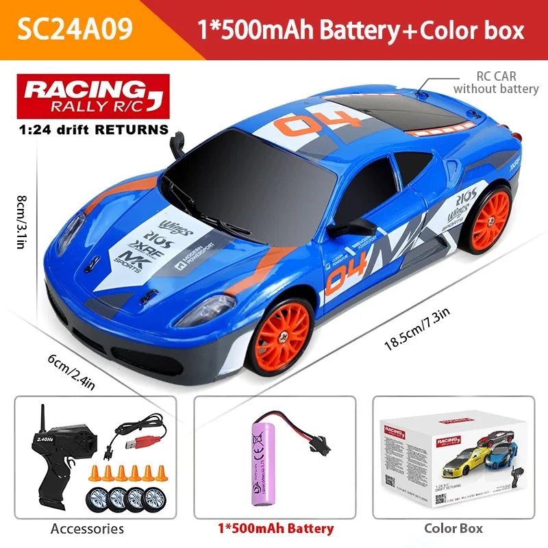 2.4G RC CAR with LED Light 4WD Remote Control Drift Cars Professional Racing Toys GTR Model AE86 for Children Christmas Gifts