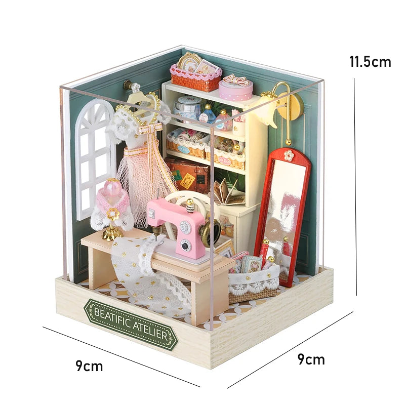 Mini Doll House Kit DIY Flower House Handmade 3D Puzzle Assembly Building Model Toys Home Bedroom Decoration with Furniture Gift