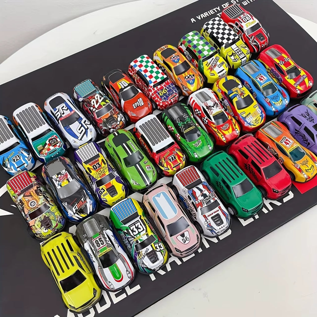 50PCS 3 Inch Cars Toys Set, Friction Power Alloy Casting Cars Mini Race Car with Play Mat ,Alloy Metal Cars Toys for Toddler 3 4