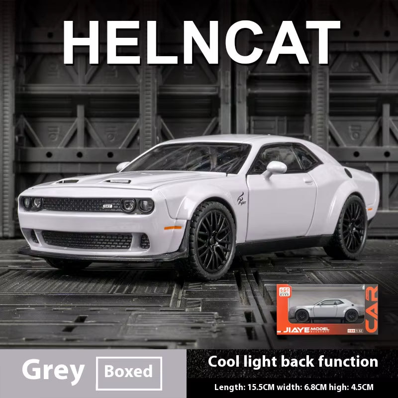 Dodge Challenger Hellcat Toy Car for 1: 32 Scale Die Cast Metel Cars Toy Pull Back Hellcat Model Cars with Sound and Light Hellc