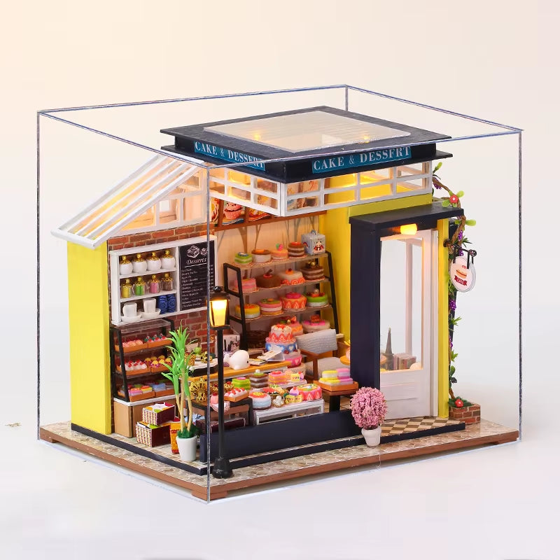 Mini Doll House DIY Small House 3D Puzzle Assembly Building Model Toys Home Bedroom Decoration with Furniture LED Lights Gifts