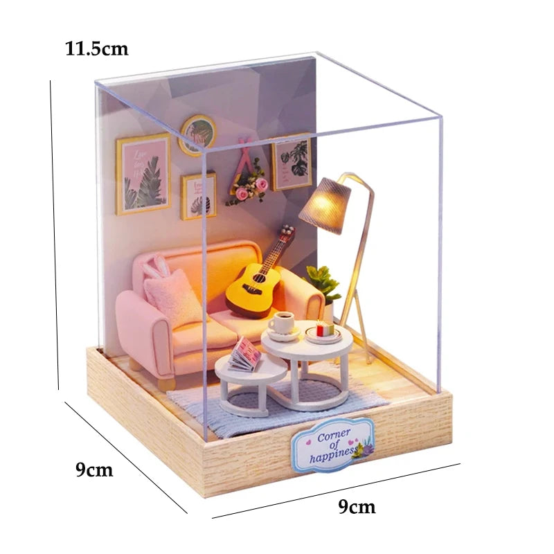 Mini Doll House Kit DIY Flower House Handmade 3D Puzzle Assembly Building Model Toys Home Bedroom Decoration with Furniture Gift