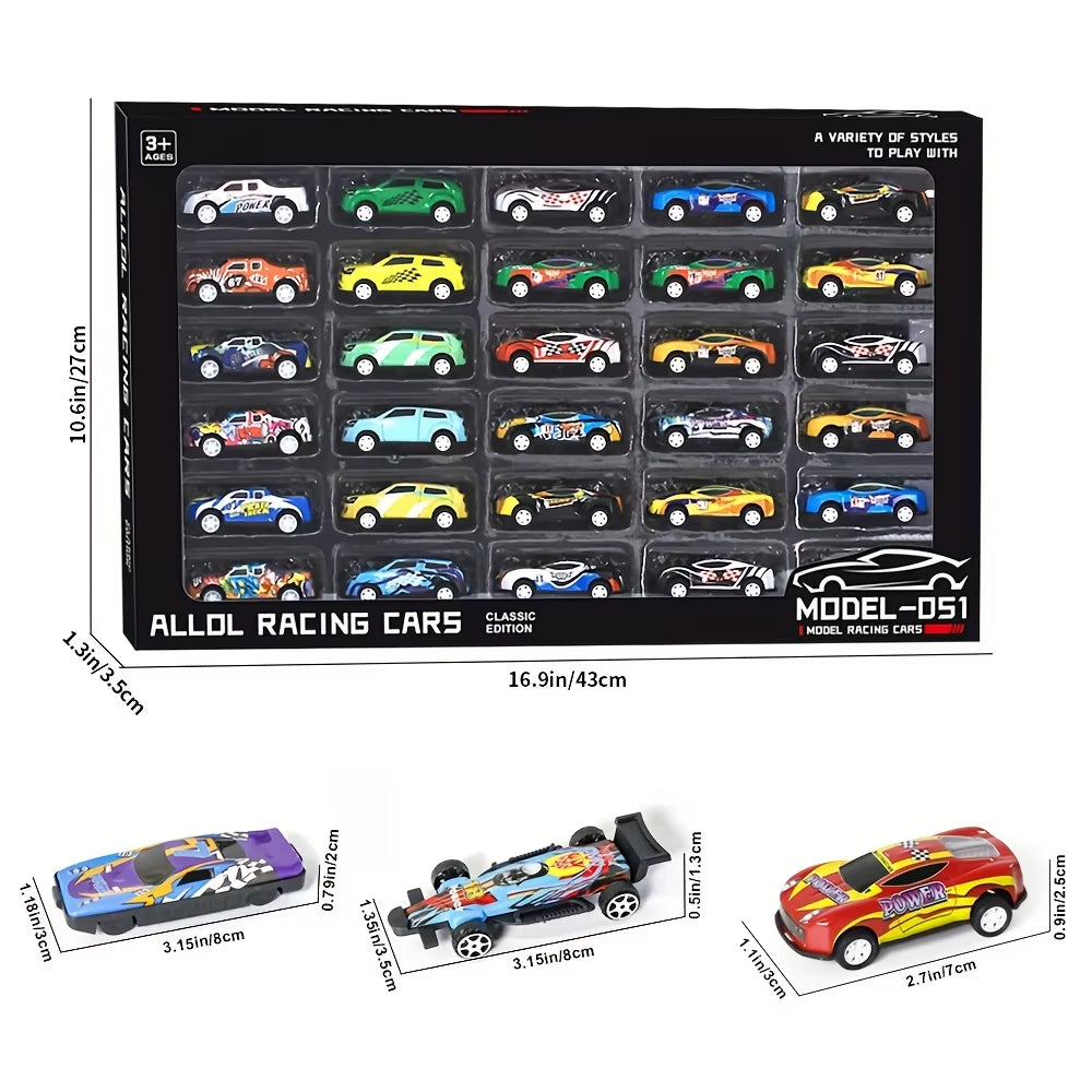50PCS 3 Inch Cars Toys Set, Friction Power Alloy Casting Cars Mini Race Car with Play Mat ,Alloy Metal Cars Toys for Toddler 3 4