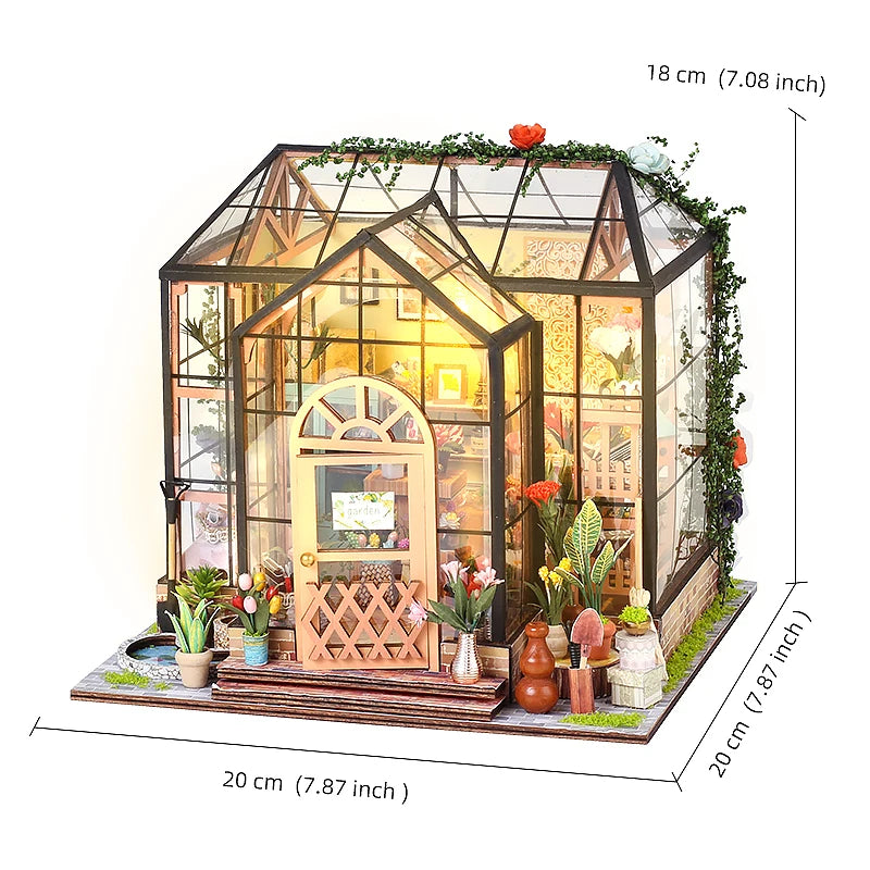 Mini Doll House Kit DIY Flower House Handmade 3D Puzzle Assembly Building Model Toys Home Bedroom Decoration with Furniture Gift