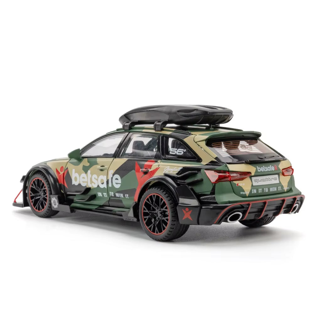 1/24 Audi RS6 Modified Vehicles Car Model Toys Alloy Diecast with Pull Back Light & Sound Model Cars Boys Gifts for Children