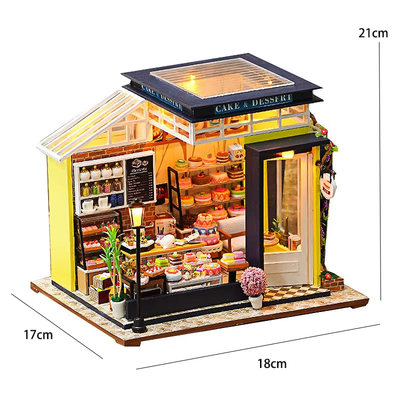Mini Doll House DIY Small House 3D Puzzle Assembly Building Model Toys Home Bedroom Decoration with Furniture LED Lights Gifts