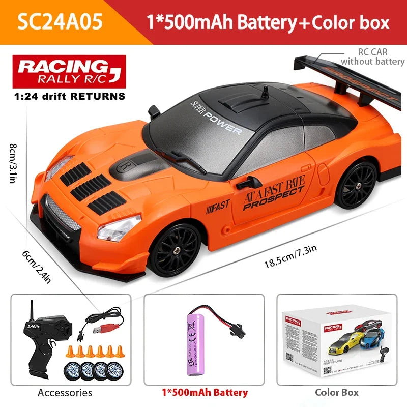 2.4G RC CAR with LED Light 4WD Remote Control Drift Cars Professional Racing Toys GTR Model AE86 for Children Christmas Gifts