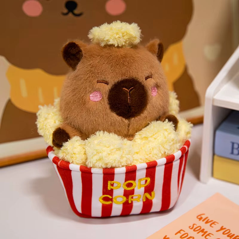 Creative Simulation Puffed Rice Capybara Plush Toys Cartoon Stuffed Foods Cute Kapibala Plushies Doll for Kids Gifts Home Decor
