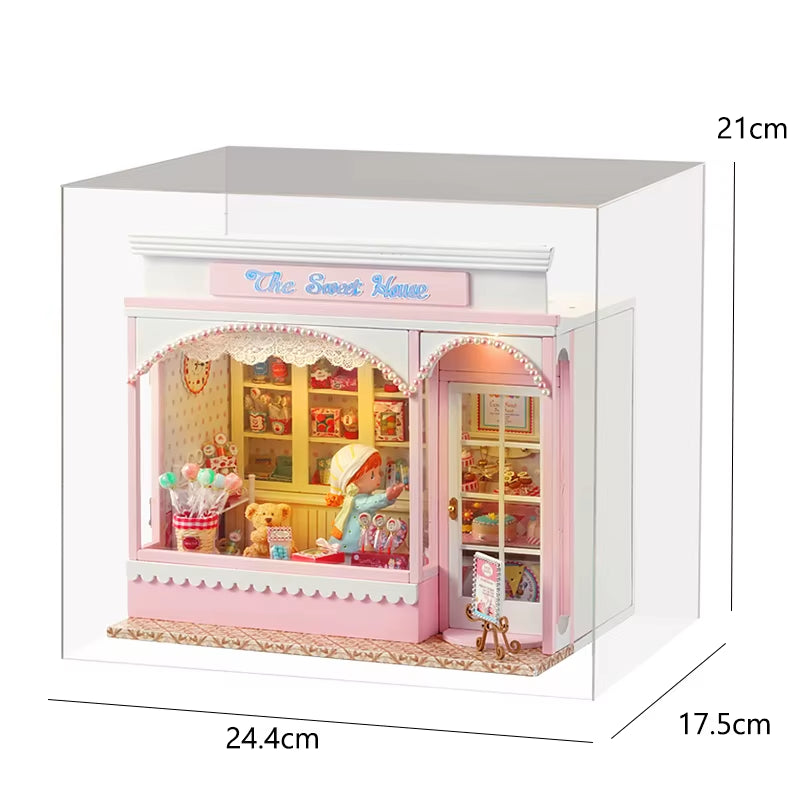 Mini Doll House DIY Small House 3D Puzzle Assembly Building Model Toys Home Bedroom Decoration with Furniture LED Lights Gifts