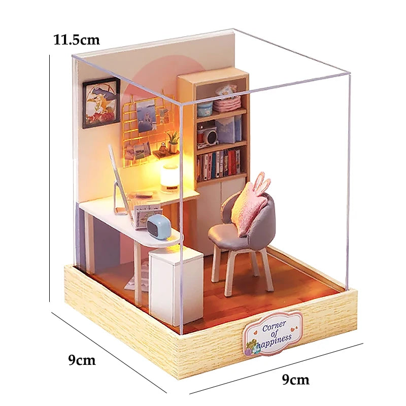 Mini Doll House Kit DIY Flower House Handmade 3D Puzzle Assembly Building Model Toys Home Bedroom Decoration with Furniture Gift