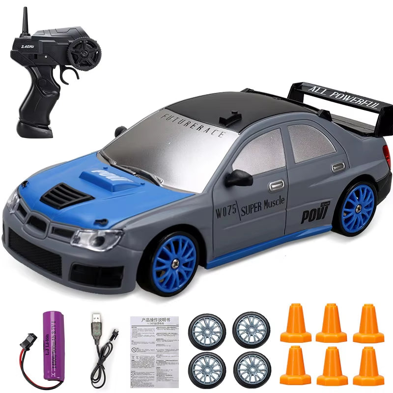 2.4G RC CAR with LED Light 4WD Remote Control Drift Cars Professional Racing Toys GTR Model AE86 for Children Christmas Gifts