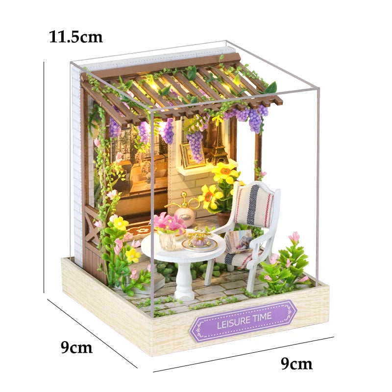 Mini Doll House Kit DIY Flower House Handmade 3D Puzzle Assembly Building Model Toys Home Bedroom Decoration with Furniture Gift