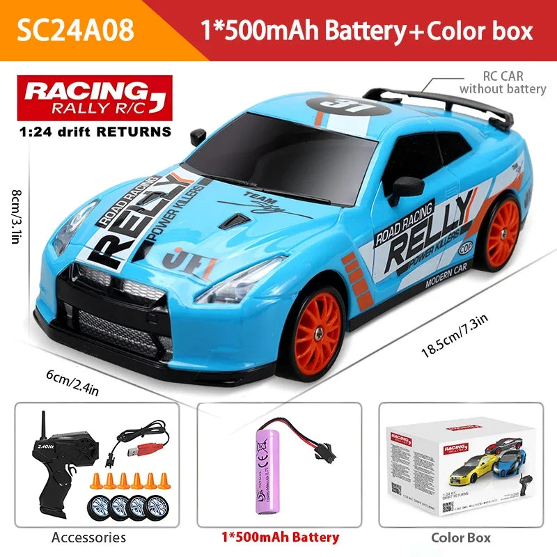 2.4G RC CAR with LED Light 4WD Remote Control Drift Cars Professional Racing Toys GTR Model AE86 for Children Christmas Gifts
