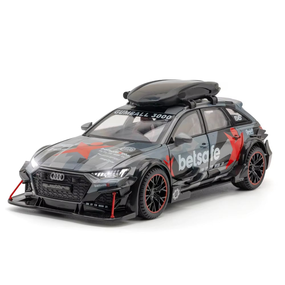 1/24 Audi RS6 Modified Vehicles Car Model Toys Alloy Diecast with Pull Back Light & Sound Model Cars Boys Gifts for Children
